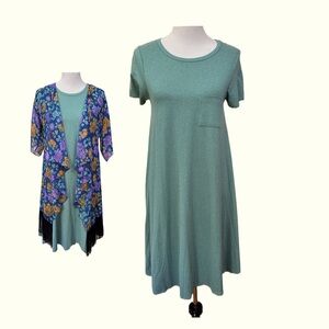 LuLaRoe Green Heather Carly Dress Size XS Leggings Material